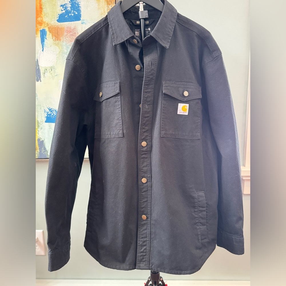 Carhartt 106384 Men’s Flex Loose Fit Black Duck canvas shirt (Shacket) Large LN